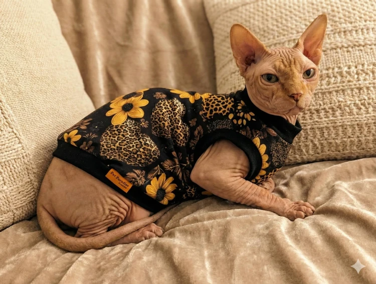 ubranko dla kota serca w panterke, słoneczniki.jpg