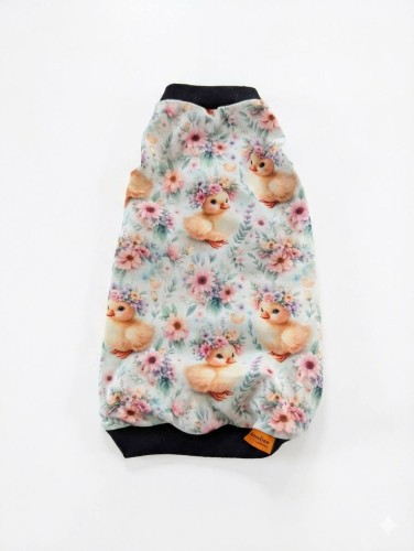 Wielkanocna letnia bawełniana bluzeczka dla kota sfinks, devon rex w kaczuszki z wiankiem2.jpg