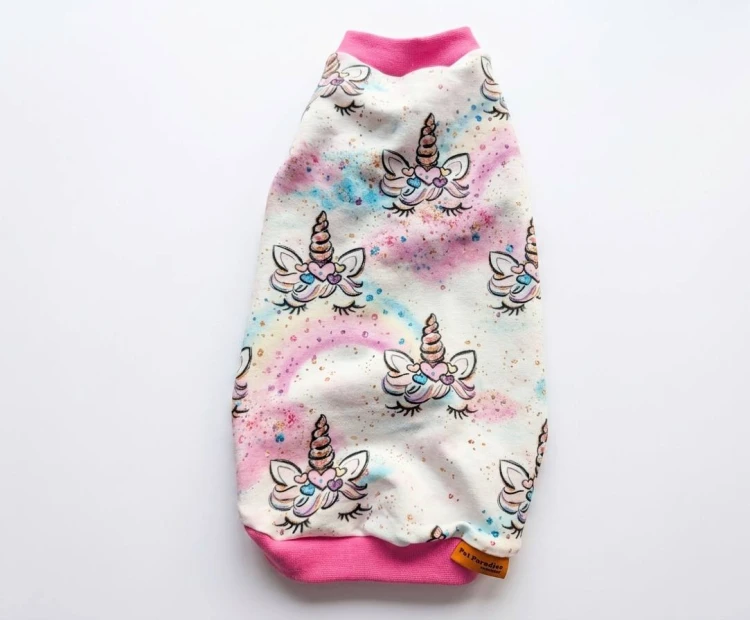 Bluzeczka dla kota Jednorożec – pastelowy print3.jpg