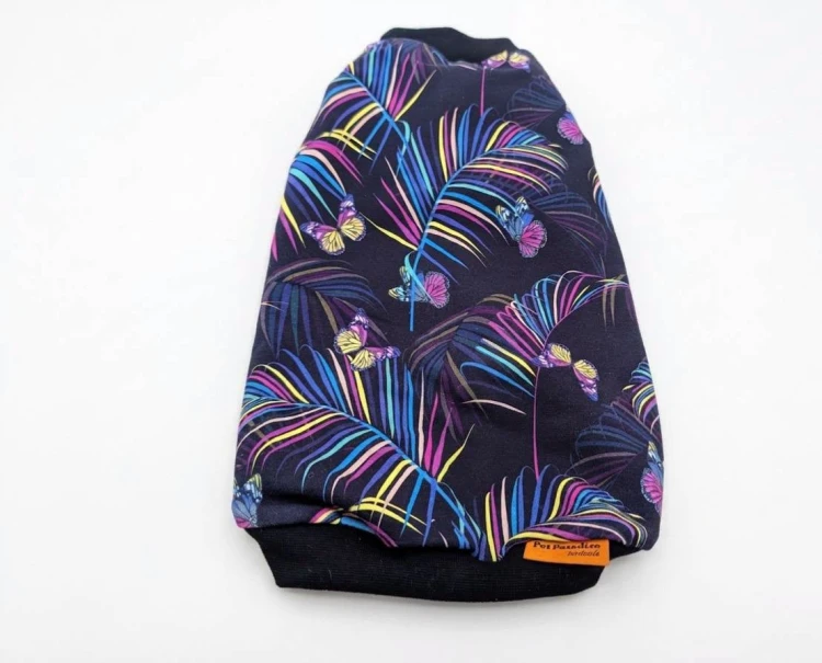 Ubranko dla kota handmade bluzka w tropikalne liście palmy2.jpg