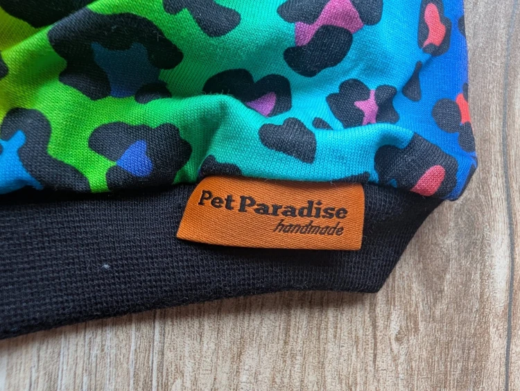 Letnia koszulka dla kota z jerseyu – kolorowa panterka, Pet Paradise 6.jpg