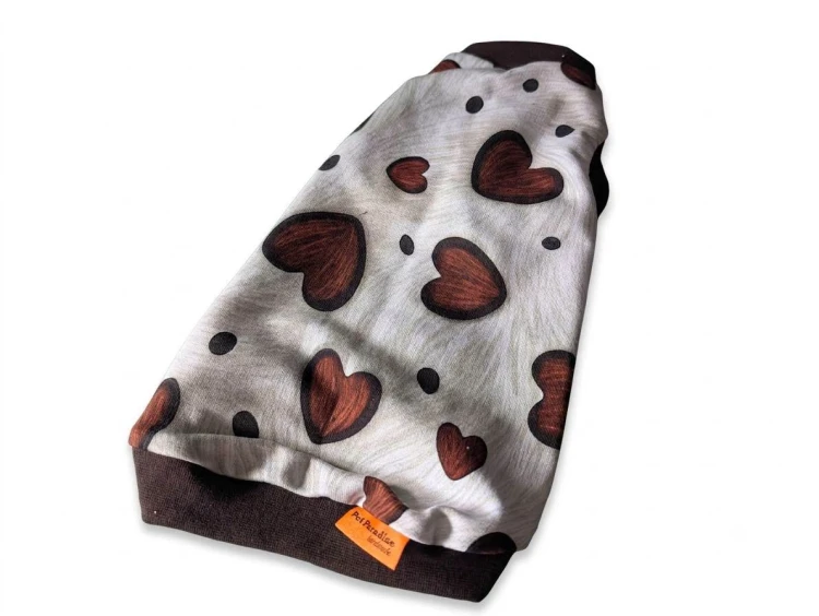 Bluza dla kota w brązowe serduszka – PetParadise Handmade 1.jpg